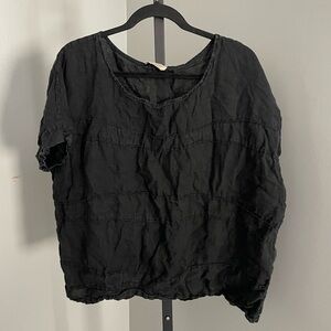 Sofia Collection Loose Fit Linen Charcoal Grey Blouse Size Large